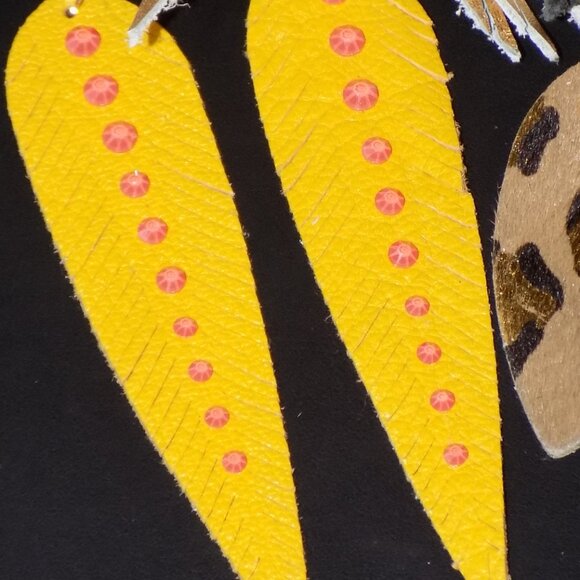 Lot 6 Pairs w/$221 Tags Pink Panache Leather Boho Feathered Earrings Bundle - Picture 4 of 6